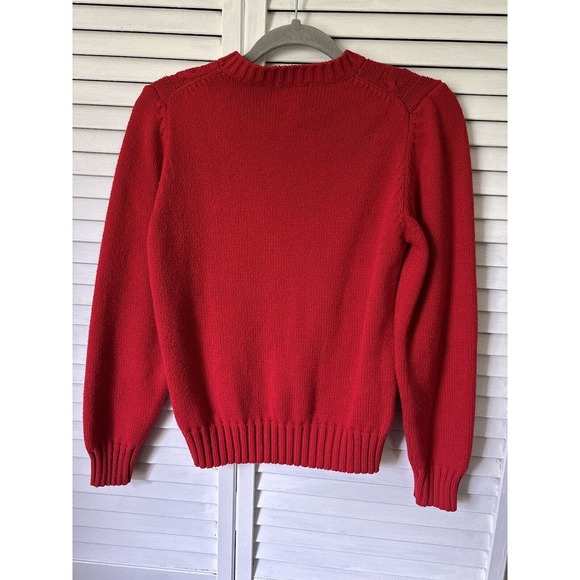 Vintage Captions Puff Sleeve Red Pullover Sweater 80s Size Large L - Picture 4 of 8